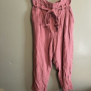 Pink Striped Ankle Pants